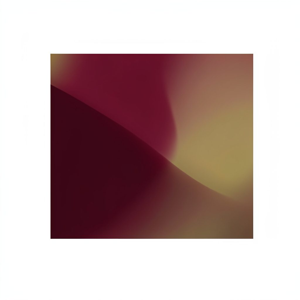 Small abstract square with deep crimson and muted gold tones